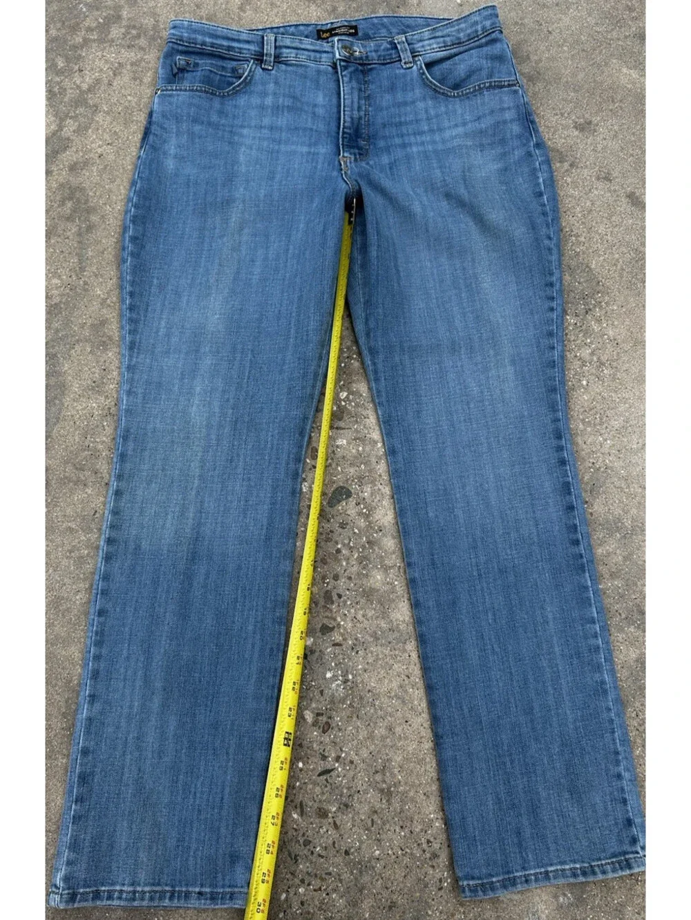 Lee Relaxed Fit Straight Leg Jean High Rise Instantly Slims Stretch Size 33Wx30L